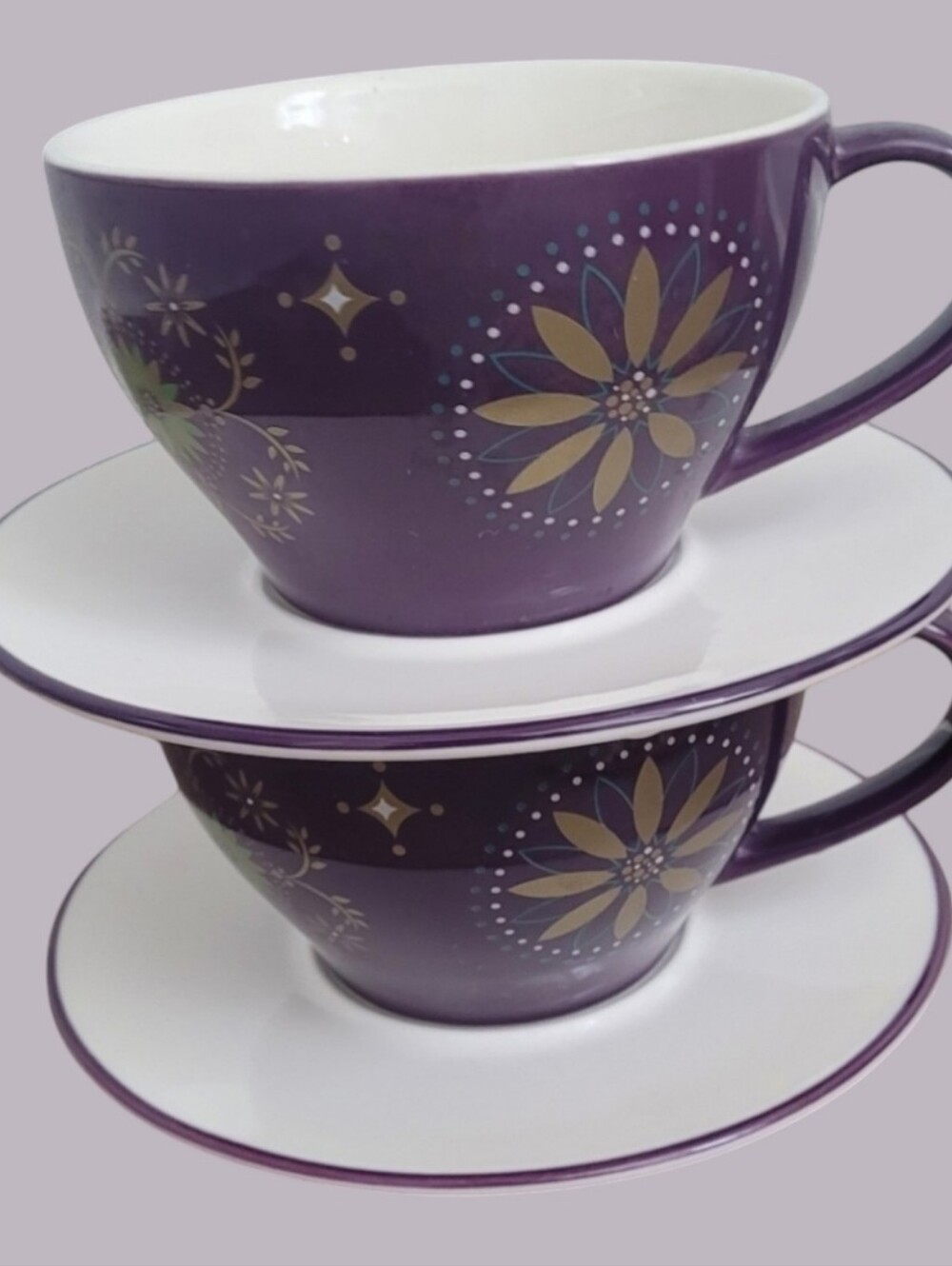 Starbucks "2006" Purple Floral Teacup and Saucer Set